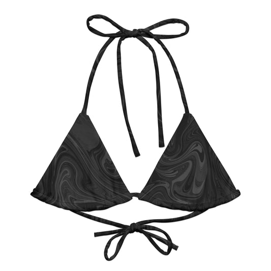 Maggiore Marble Recycled String Bikini Top - Onyx