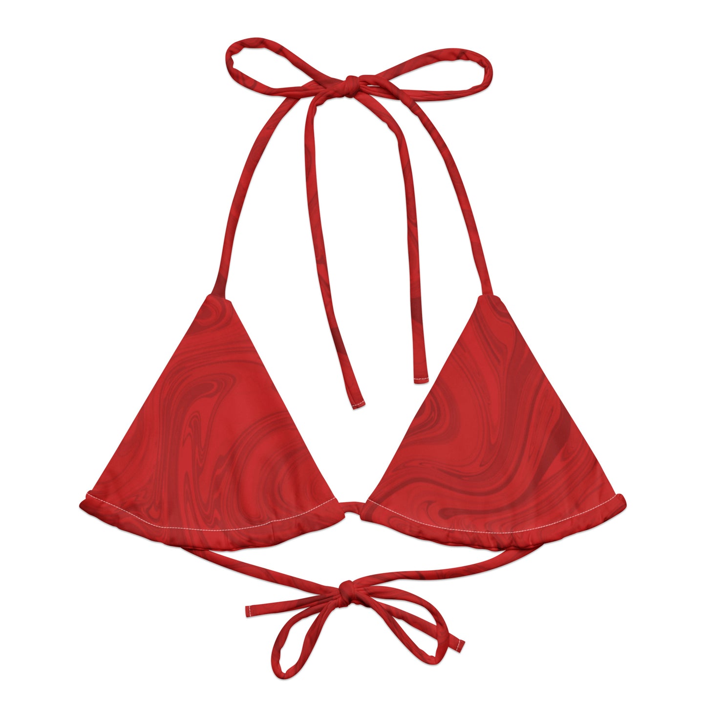 Recycled Marble String Bikini Top - Ruby