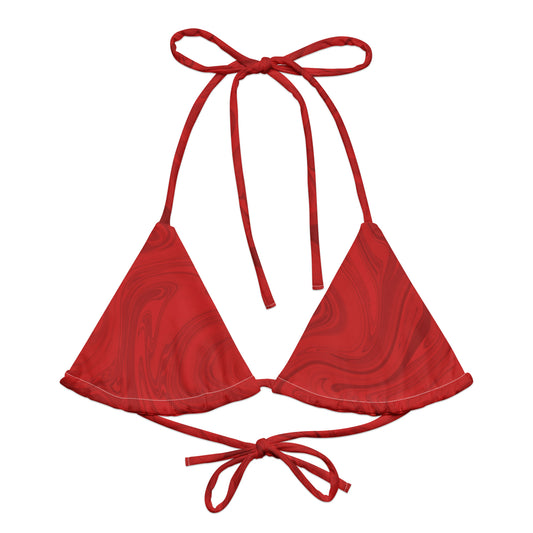 Recycled Marble String Bikini Top - Ruby