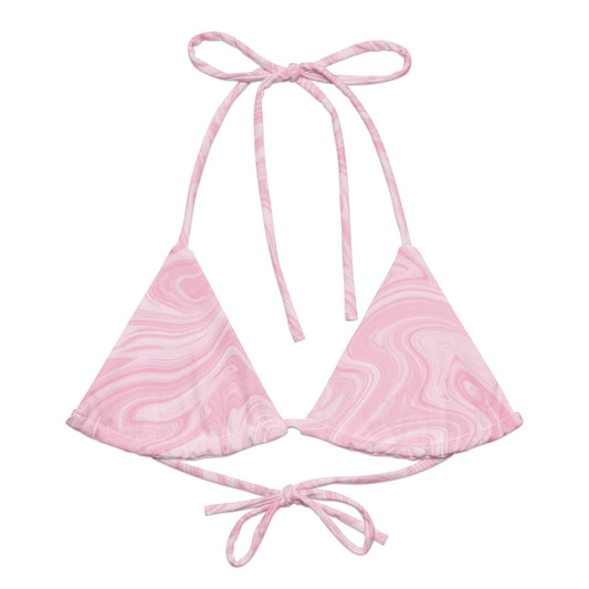 Recycled Marble String Bikini Top - Pink Lotus