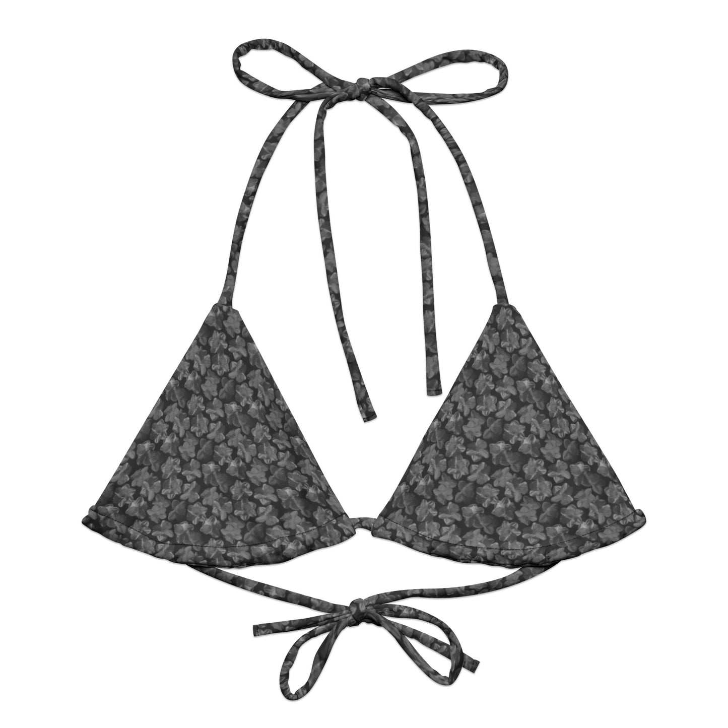 Recycled Flourish and Flow String Bikini Top in Amboy Black