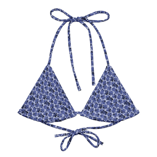 Recycled Flourish and Flow String Bikini Top in Malibu Blue