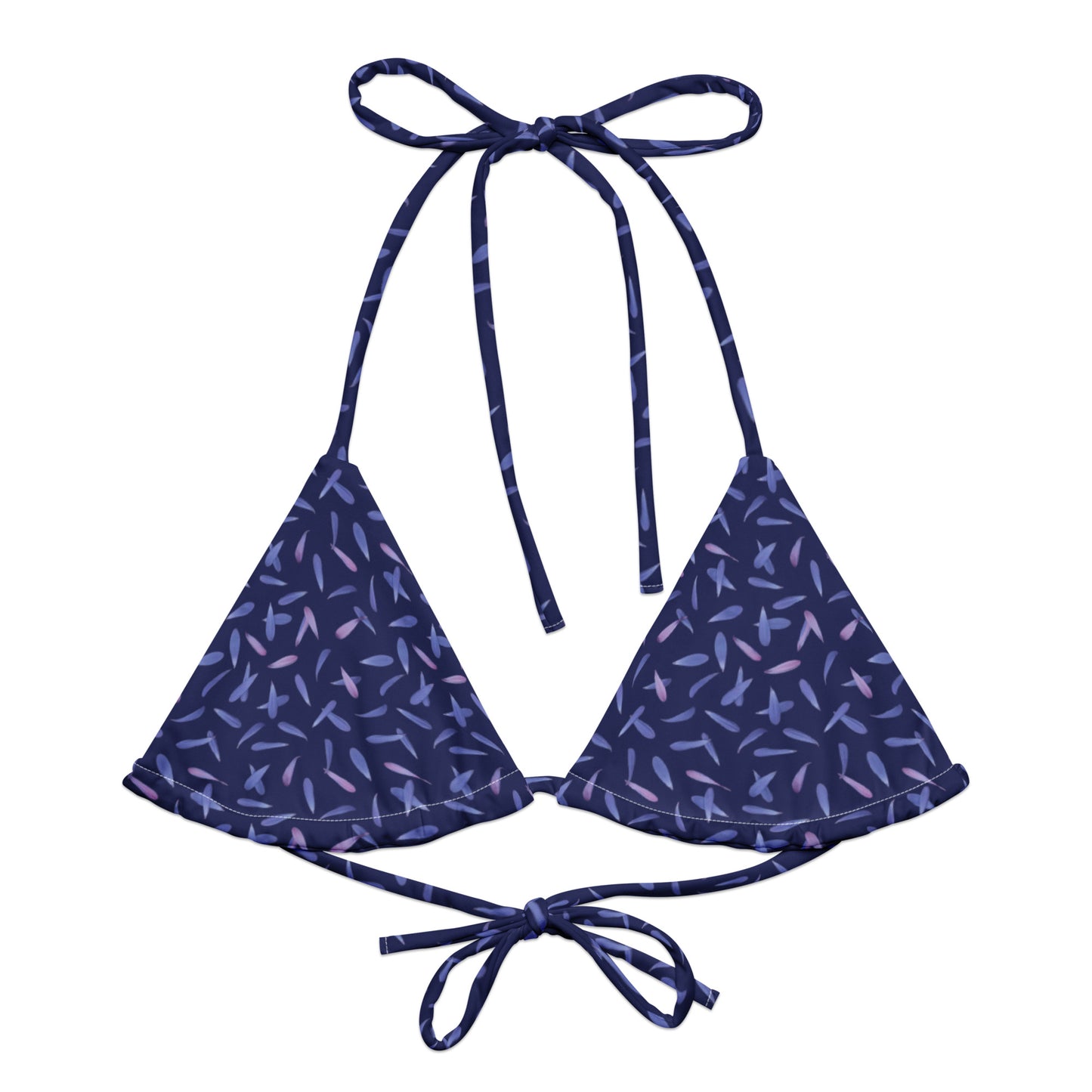 Recycled Petal Power String Bikini Top in Malibu Blue