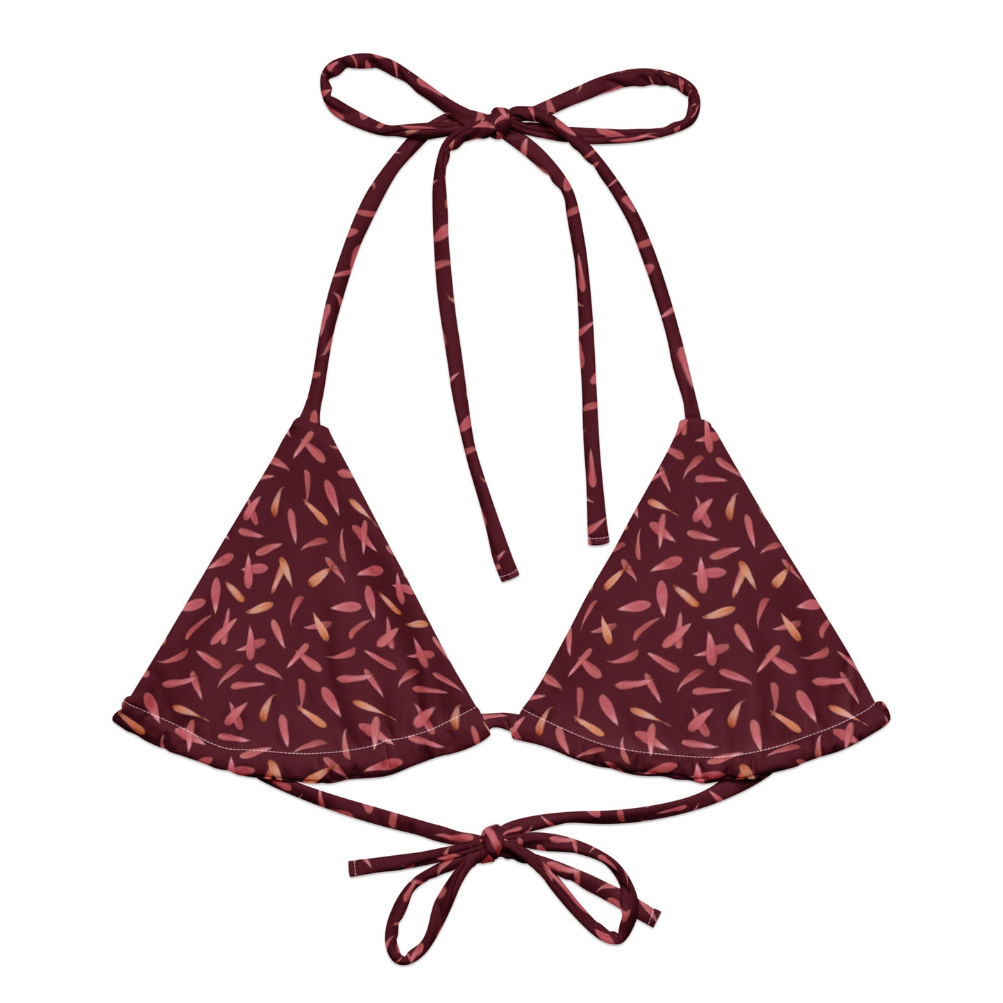 Recycled Petal Power String Bikini Top in Napa Red