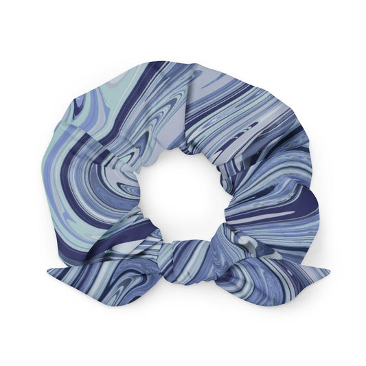 Marble Recycled Scrunchie - Cobalt