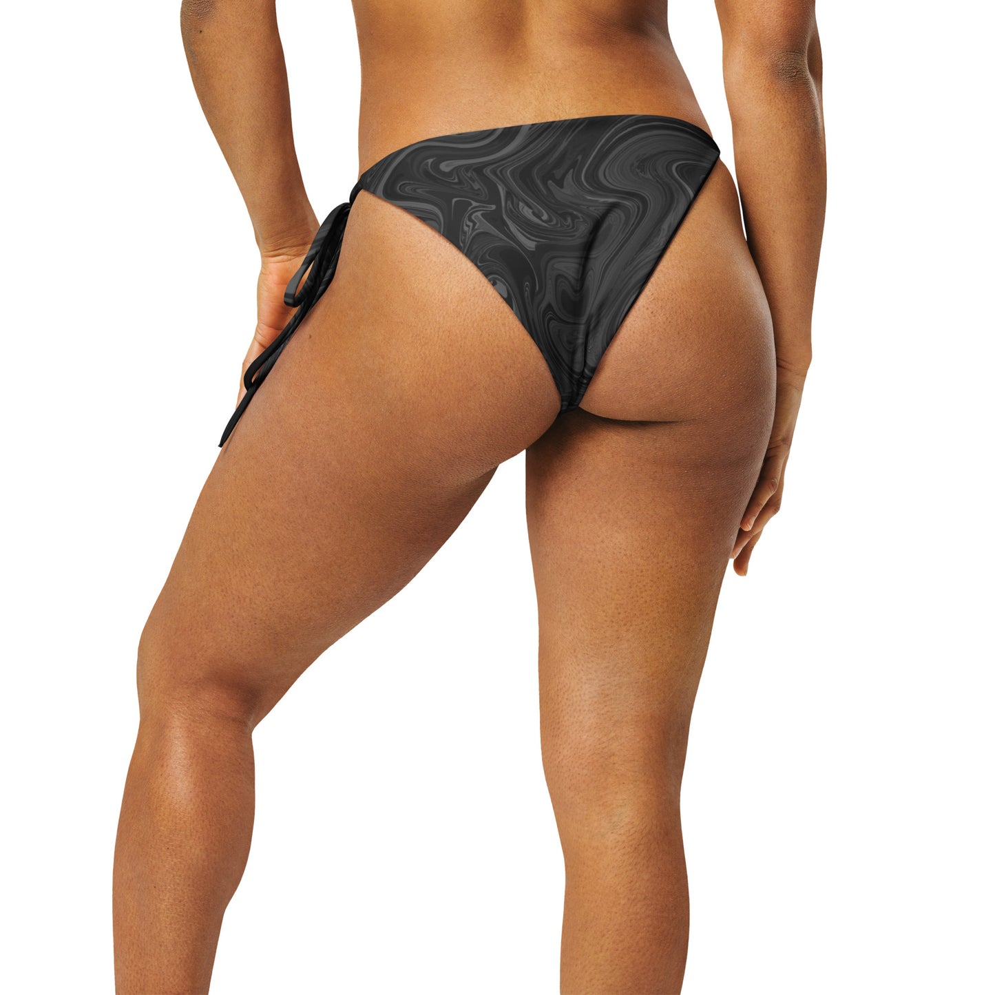 Maggiore Marble Recycled String Bikini Bottom - Onyx