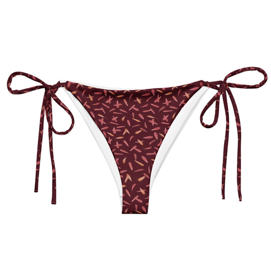 Recycled Petal Power String Bikini Bottom in Napa Red