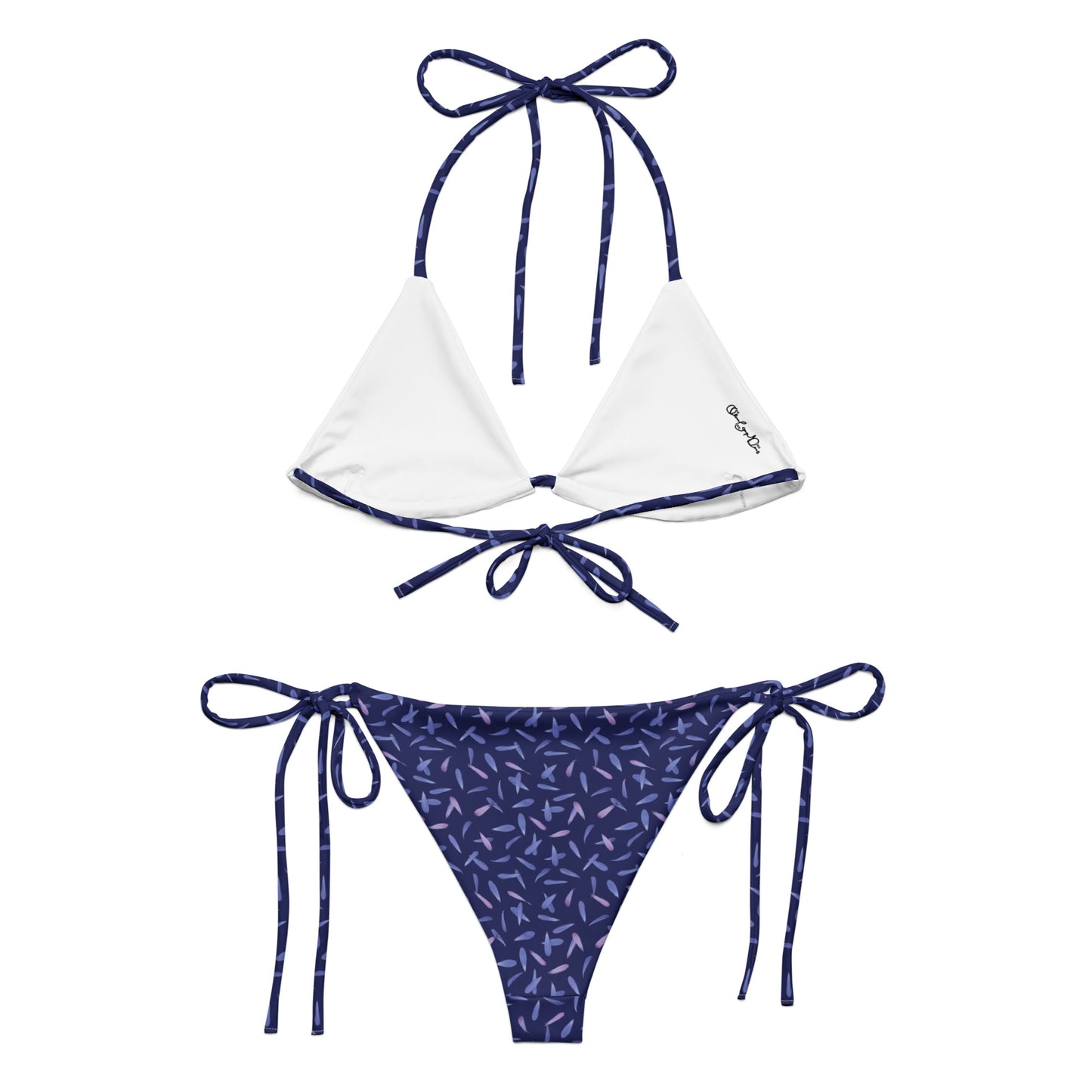 Recycled Petal Power String Bikini in Malibu Blue