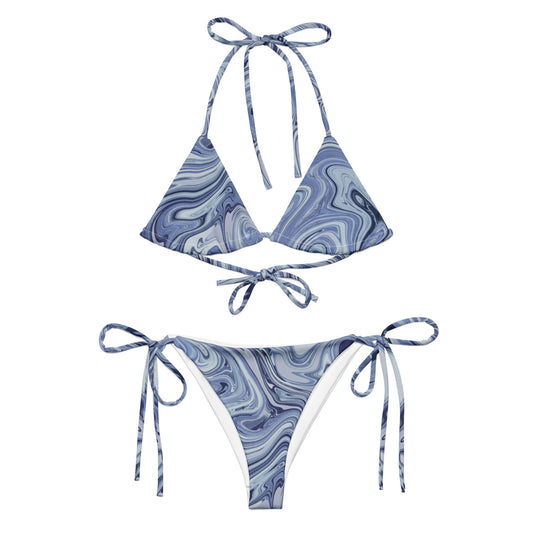 Maggiore Marble Recycled String Bikini - Cobalt