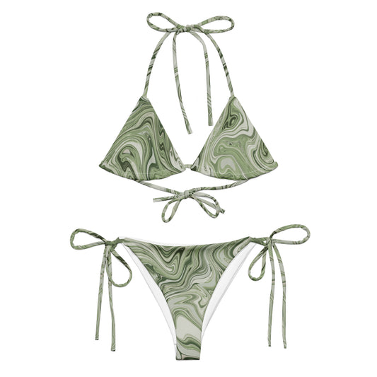 Maggiore Marble Recycled String Bikini - Pistachio