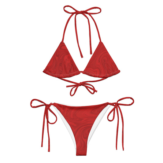 Recycled Marble String Bikini - Ruby