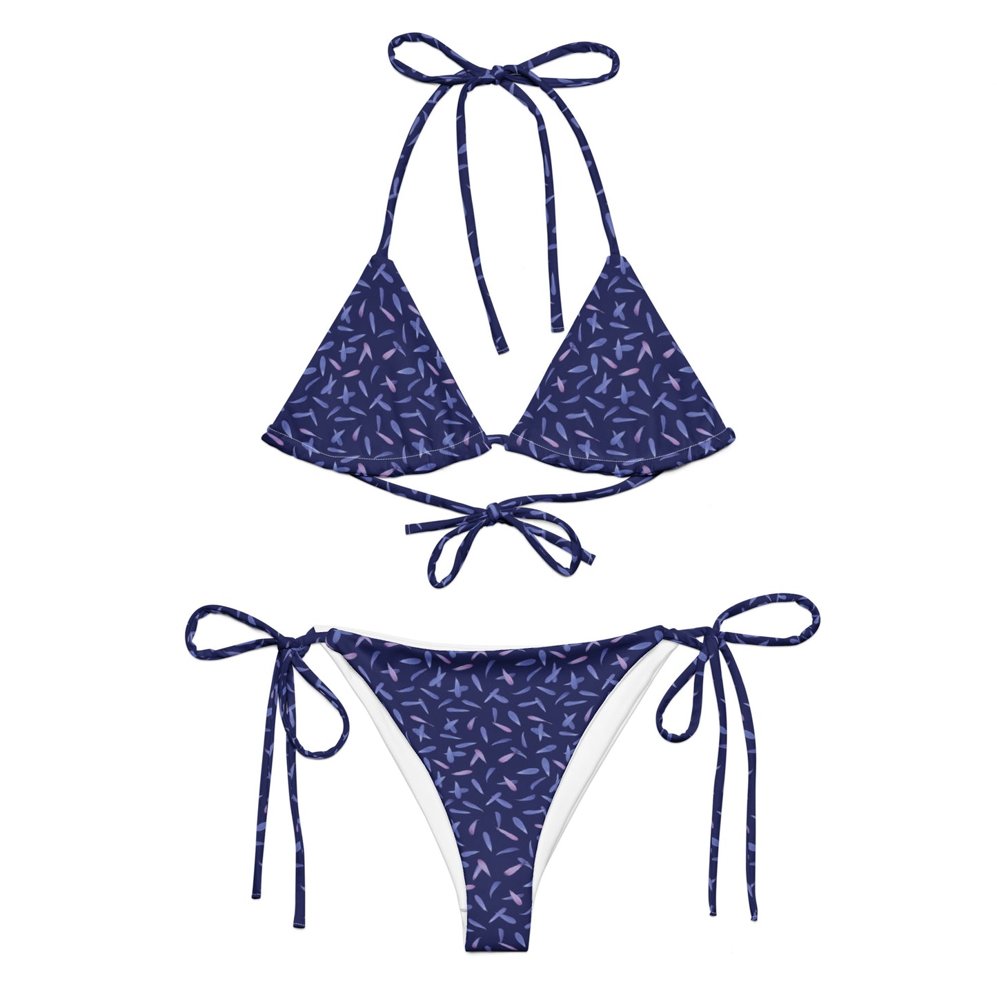 Recycled Petal Power String Bikini in Malibu Blue