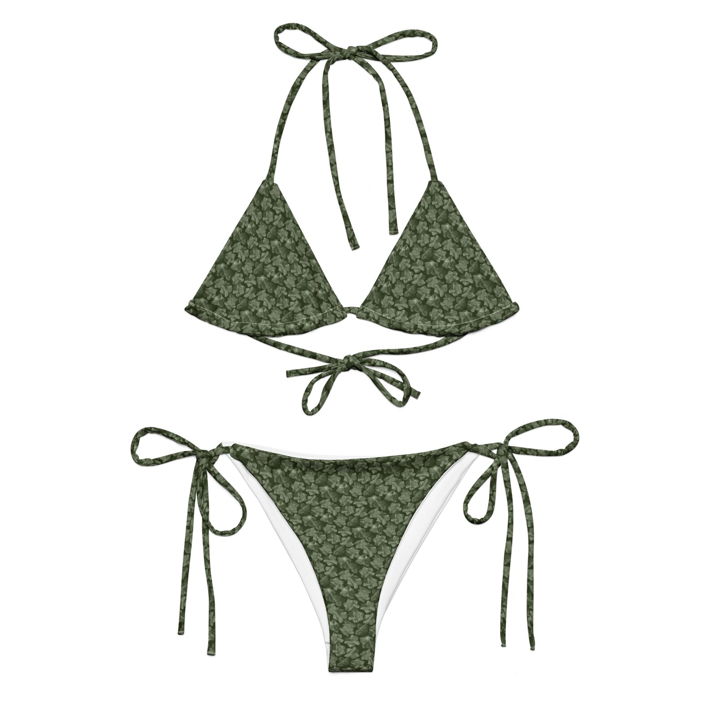 Recycled Flourish and Flow String Bikini in Anacapa Green