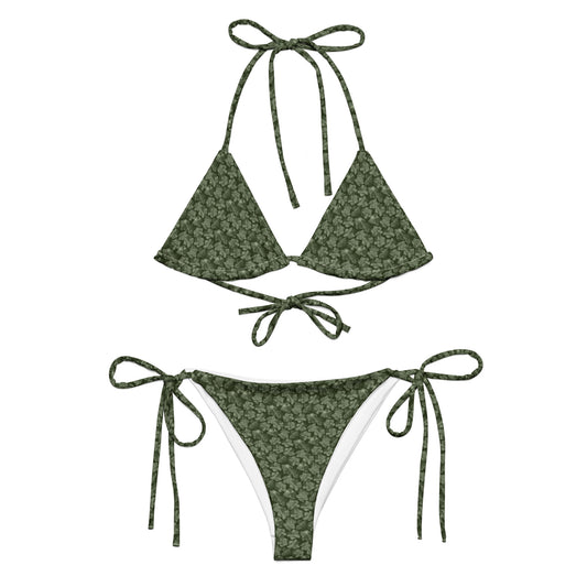 Recycled Flourish and Flow String Bikini in Anacapa Green