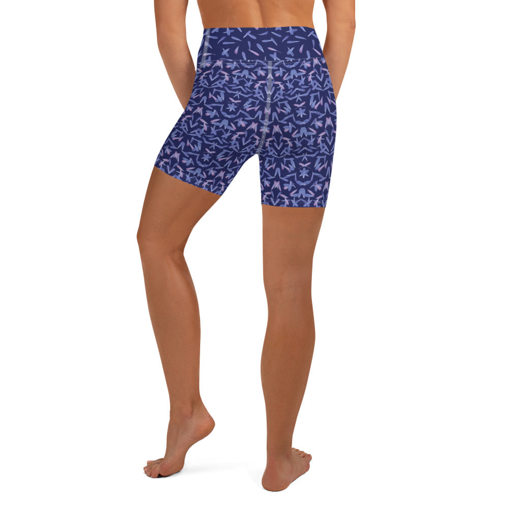 Petal Power Yoga Shorts in Malibu Blue