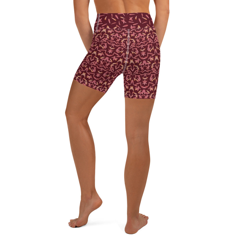 Petal Power Yoga Shorts in Napa Red