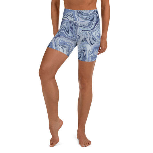 Maggiore Marble Yoga Shorts - Cobalt