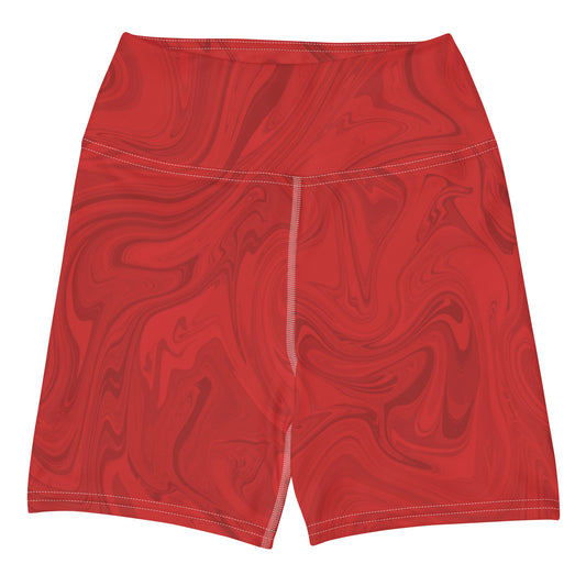 Marble Yoga Shorts - Ruby