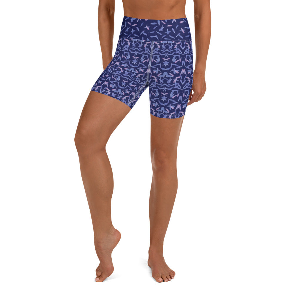 Petal Power Yoga Shorts in Malibu Blue