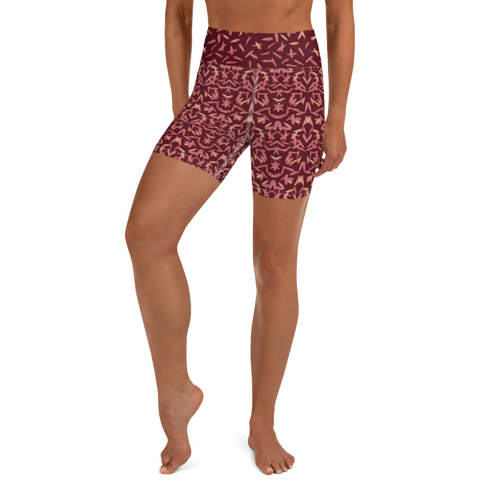 Petal Power Yoga Shorts in Napa Red