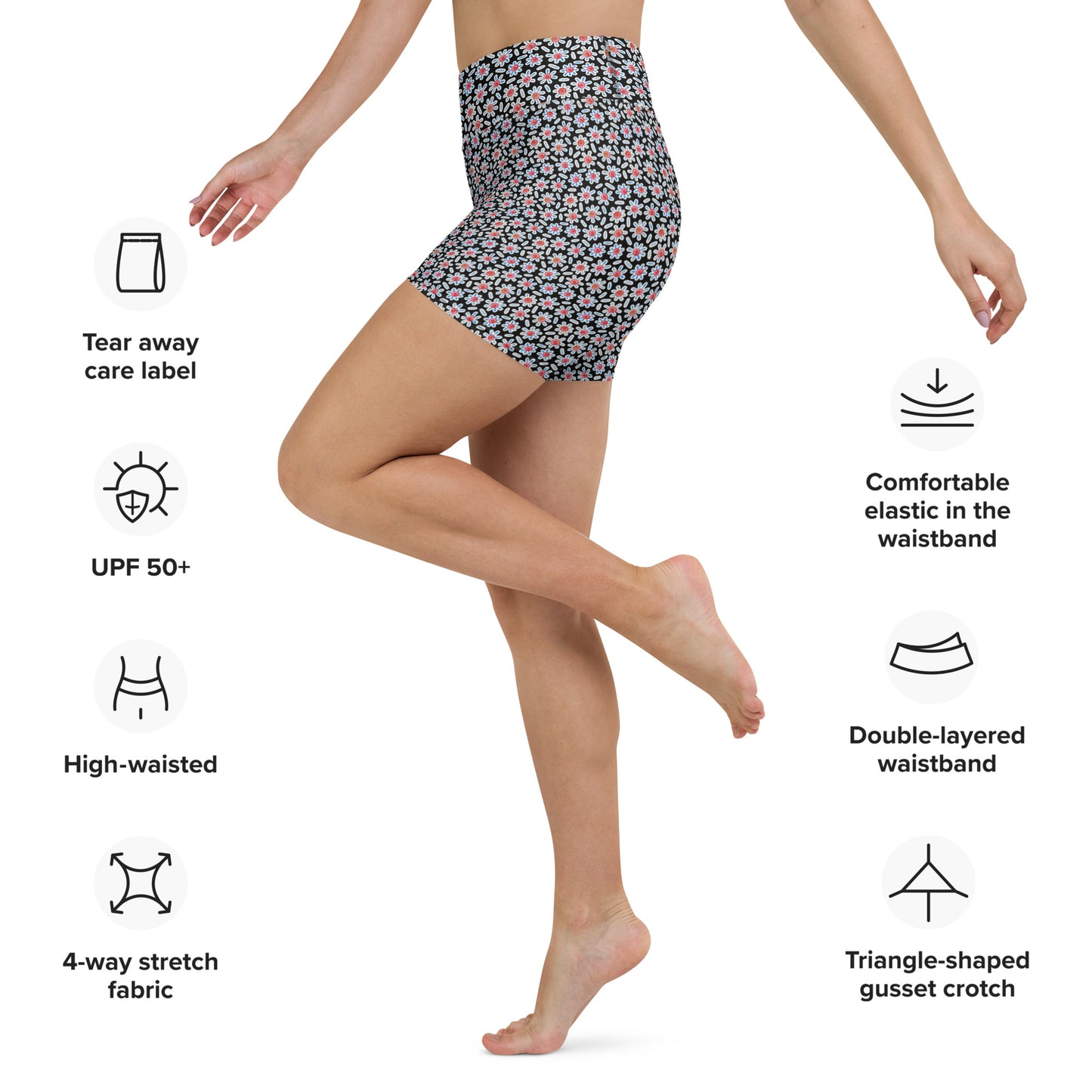 Ditsy Daisy Yoga Shorts