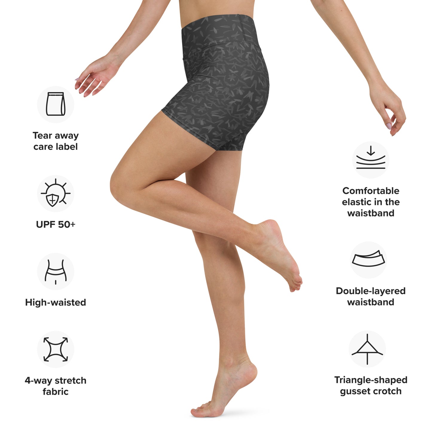 Petal Power Yoga Shorts in Amboy Black