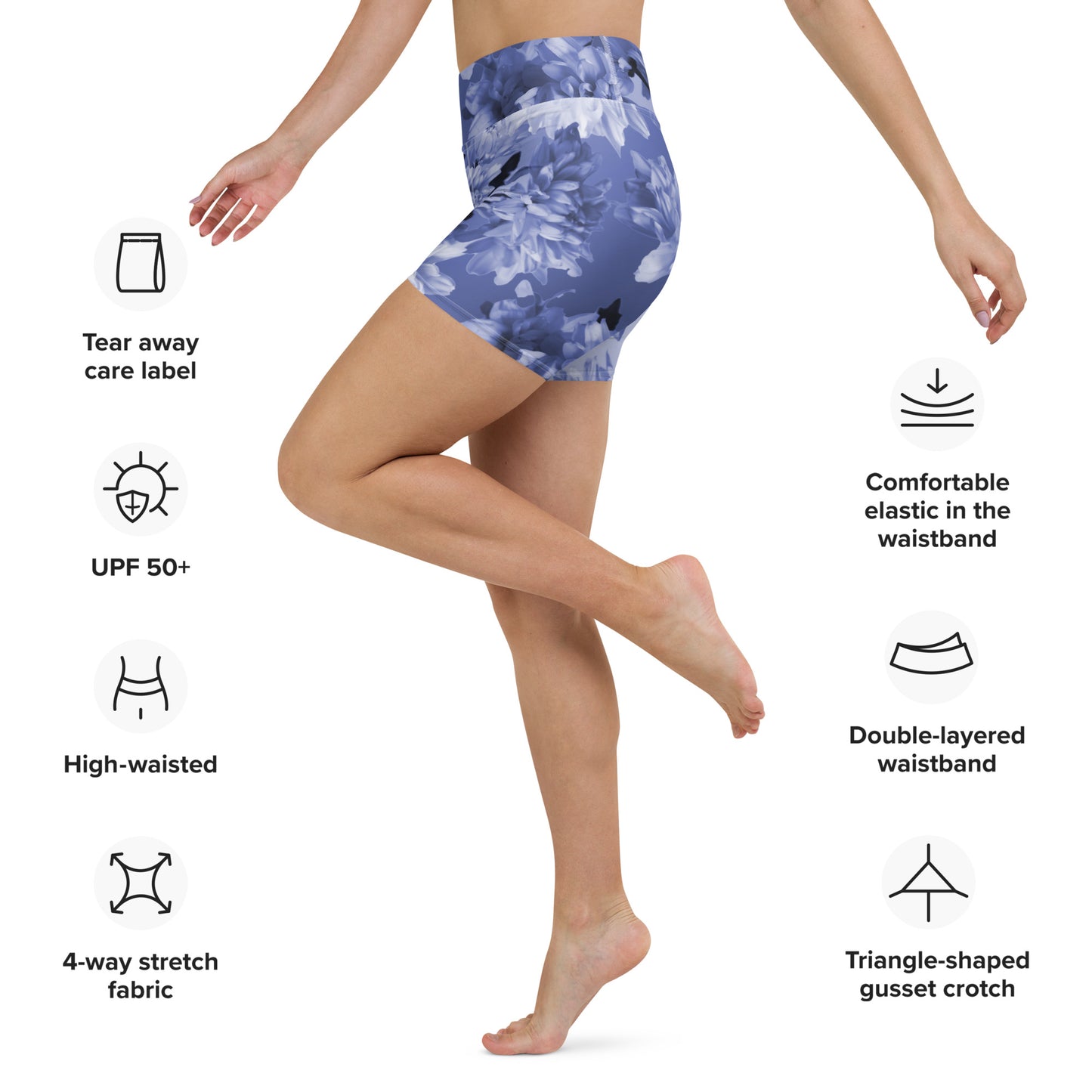 Gillyflower Yoga Shorts in Malibu Blue