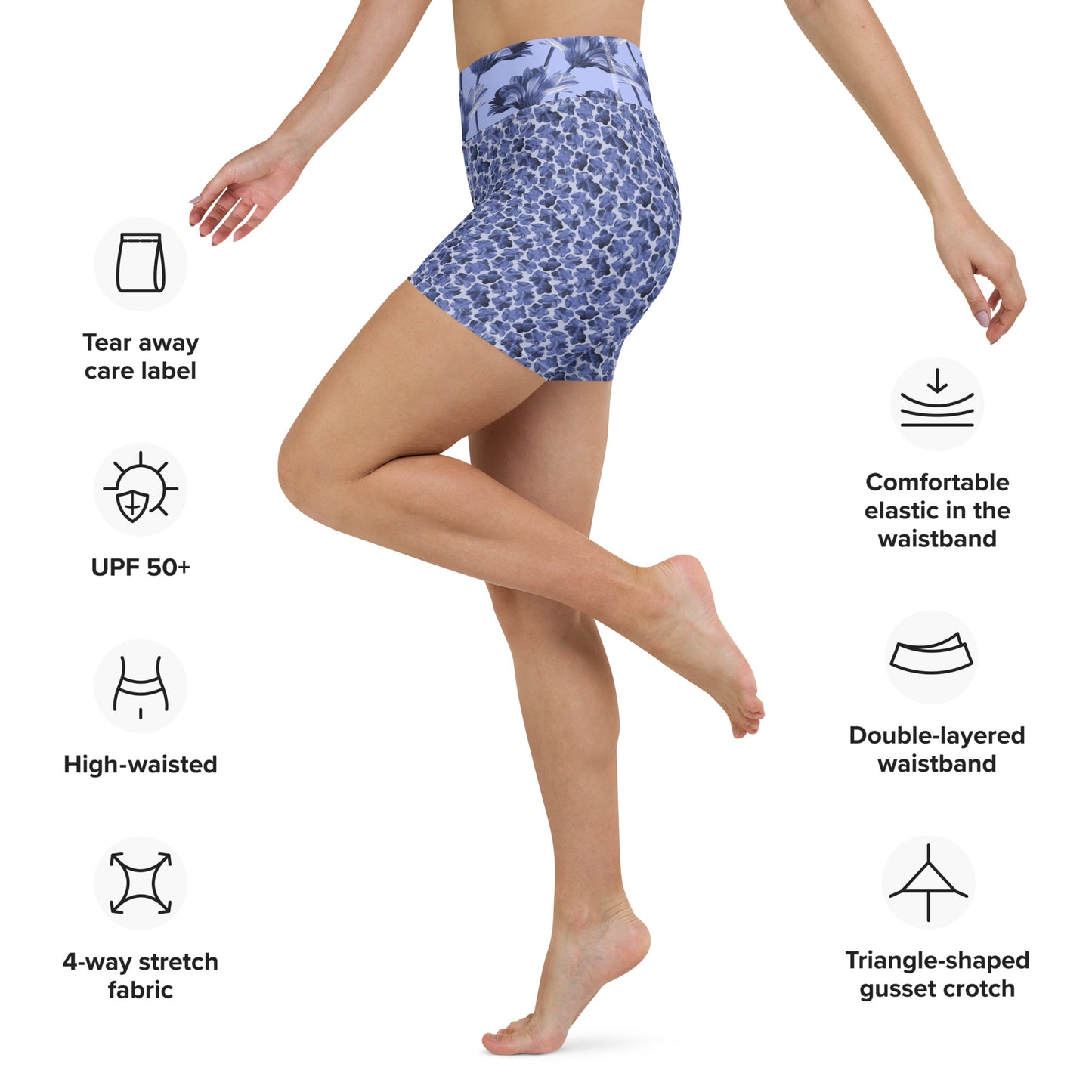 Flourish and Flow Yoga Shorts in Malibu Blue